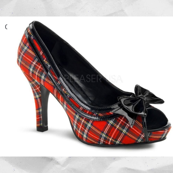 Funtasma Shoes - Funtasma Preppy Red Plaid Platform - EUC
